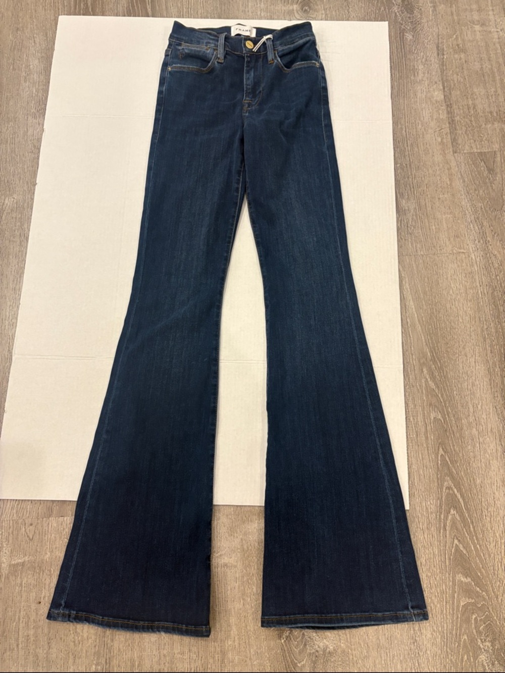 NWT Frame Denim Dark Indigo High-Rise Flare Jeans Size 24 - Picture 15 of 16